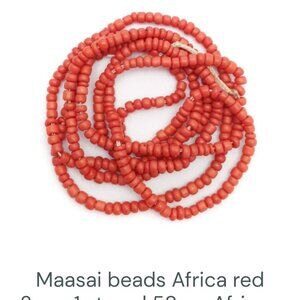 Maassai Vintage SalmonTone Charm Beads Strung Bracelet Size  7